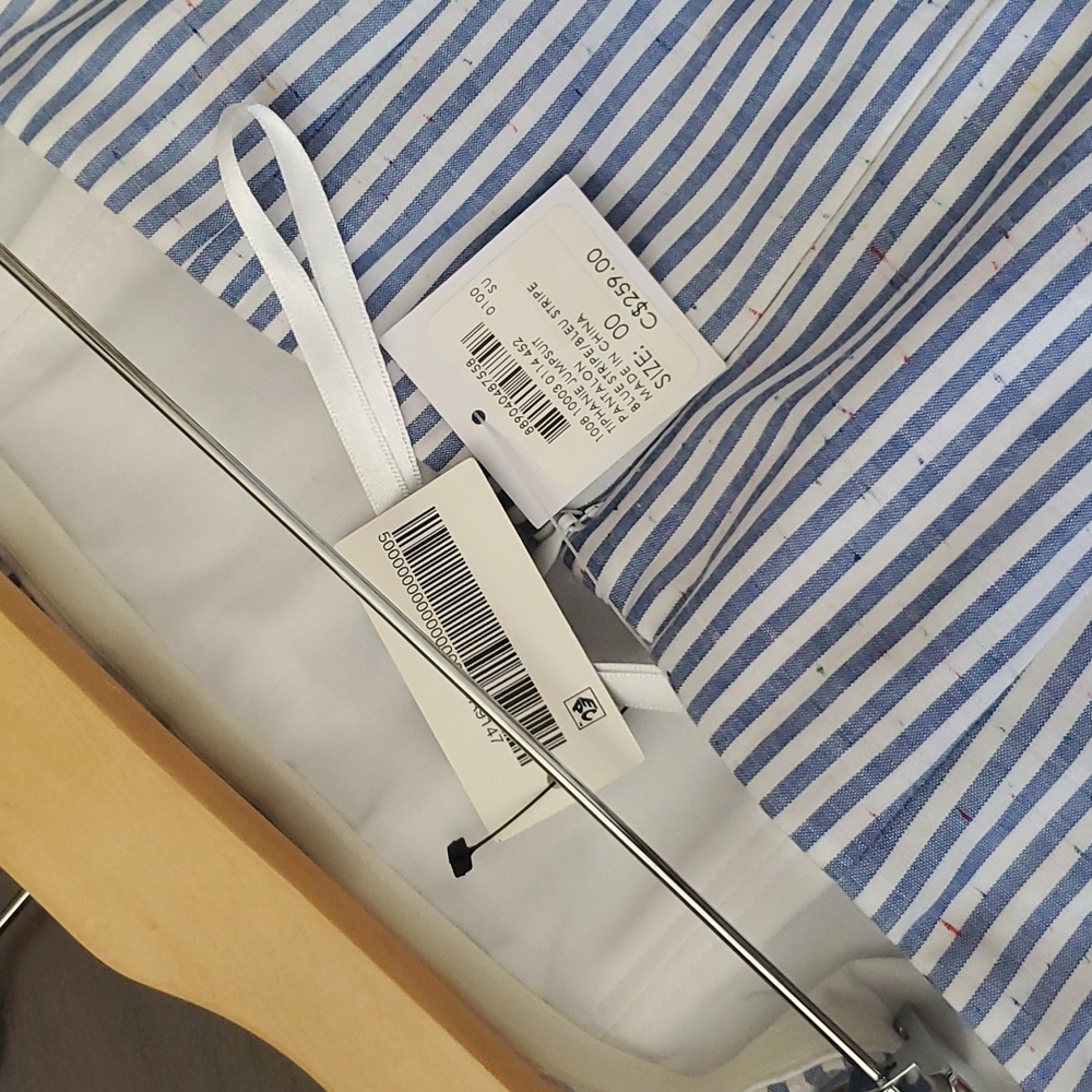 NWT Club Monaco Tiphanie Jumpsuit Pantalon Blue Stripe sz00 - Picture 7 of 7